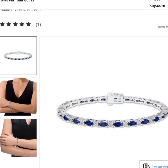 Oval-Cut Lab-Created Sapphire Blue & White Link Bracelet Sterling Silver 7.25" - Picture 7 of 7